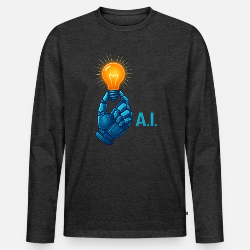 ai Tech Statement mit coolem Vibe funny - Männer Premium Bio Langarmshirt - Anthrazit meliert