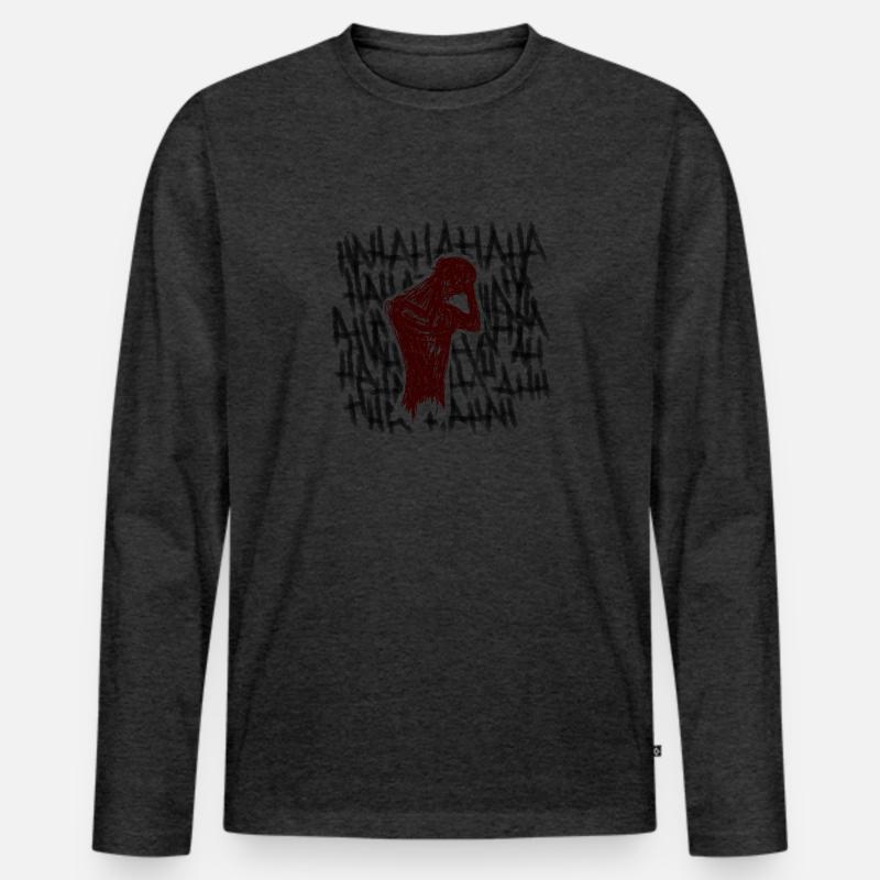 Mobbing - Männer Premium Bio Langarmshirt - Anthrazit meliert