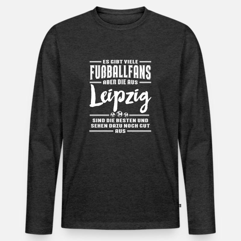 Fußball Leipzig - Männer Premium Bio Langarmshirt - Anthrazit meliert