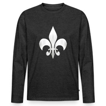 Lilie 3 - Männer Premium Bio Langarmshirt - Anthrazit meliert - Vorne - Nico (187cm)