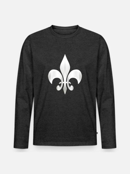Lilie 3 - Männer Premium Bio Langarmshirt - Anthrazit meliert