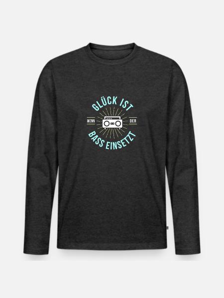 Glück ist wenn der Bass einsetzt - Männer Premium Bio Langarmshirt - Anthrazit meliert