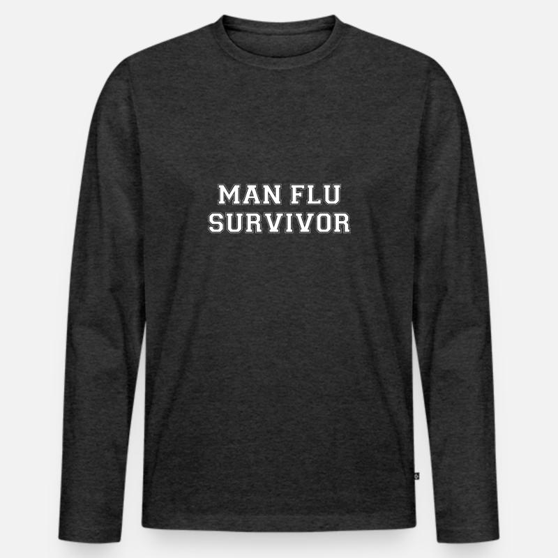Man Flue Survivor - Männer Premium Bio Langarmshirt - Anthrazit meliert
