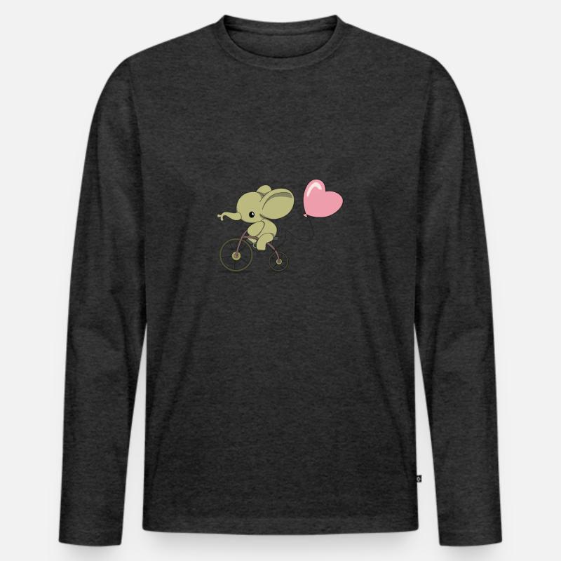 Radelnder Elefant - Männer Premium Bio Langarmshirt - Anthrazit meliert