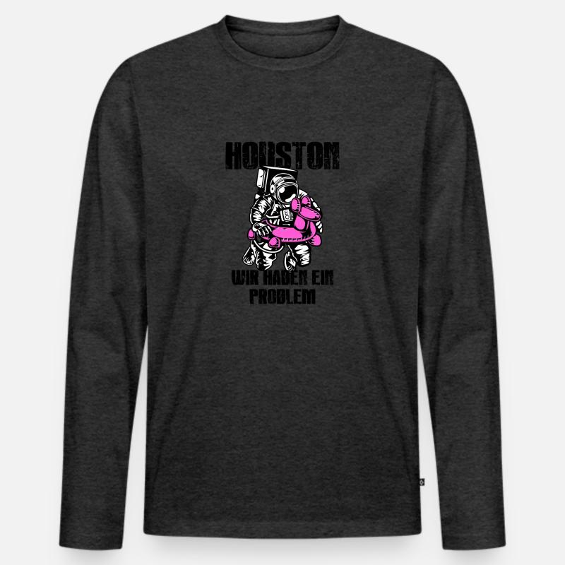 Houston wir haben ein Problem - Männer Premium Bio Langarmshirt - Anthrazit meliert