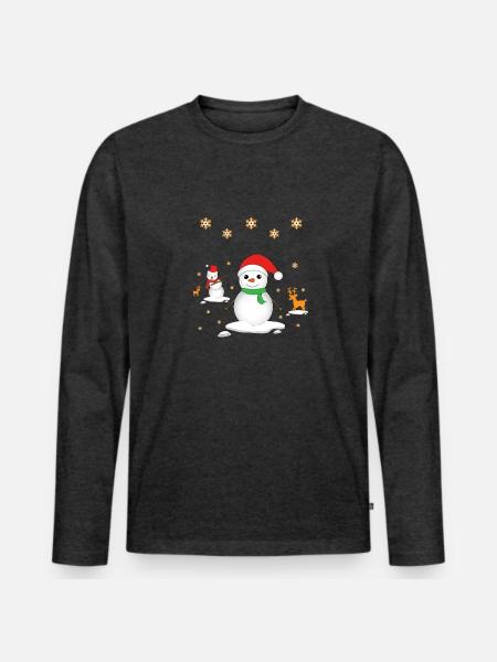 Weihnachten - Männer Premium Bio Langarmshirt - Anthrazit meliert
