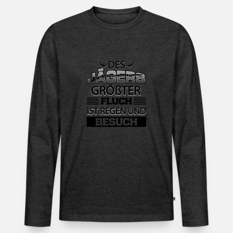 Jäger - Männer Premium Bio Langarmshirt - Anthrazit meliert