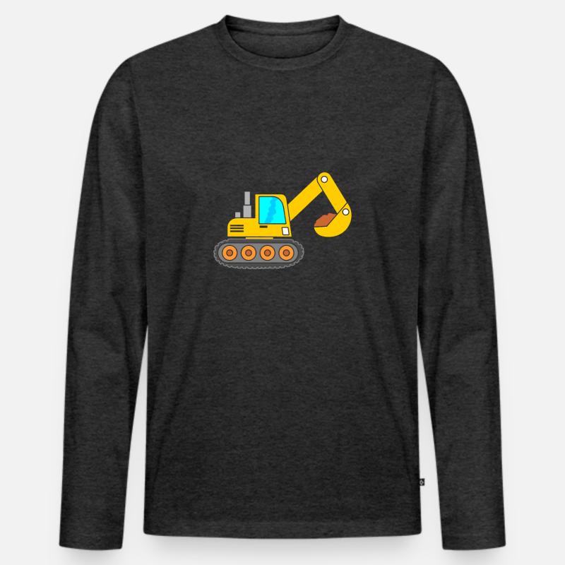 Bagger Baumaschine - Männer Premium Bio Langarmshirt - Anthrazit meliert