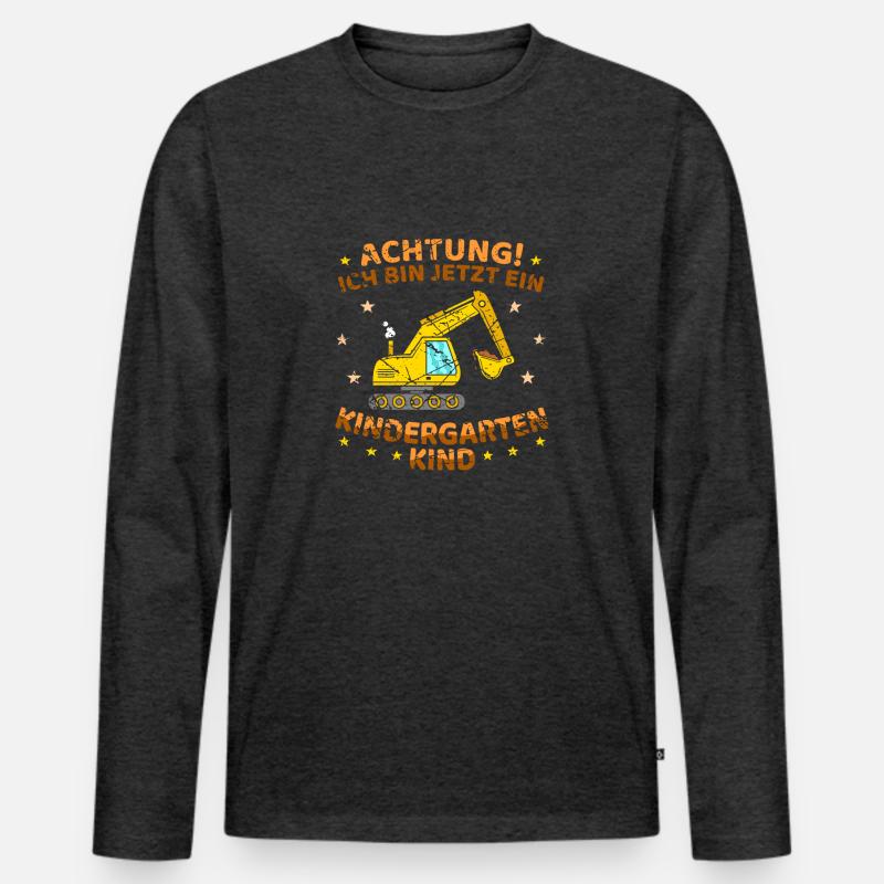 Kindergartenkind Bagger Jungen - Männer Premium Bio Langarmshirt - Anthrazit meliert