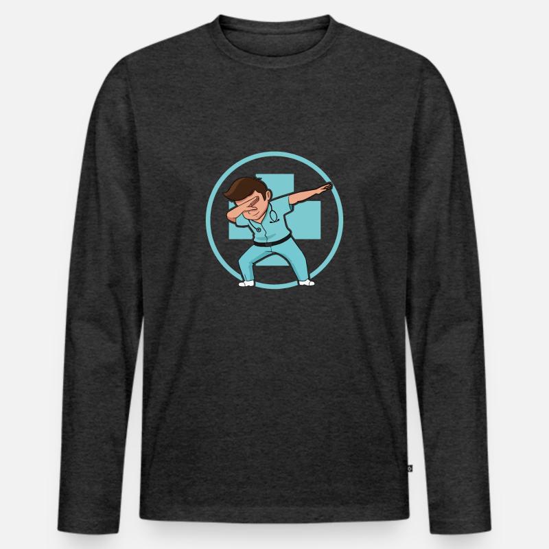 Dab Dabbing netter Arzt - Männer Premium Bio Langarmshirt - Anthrazit meliert
