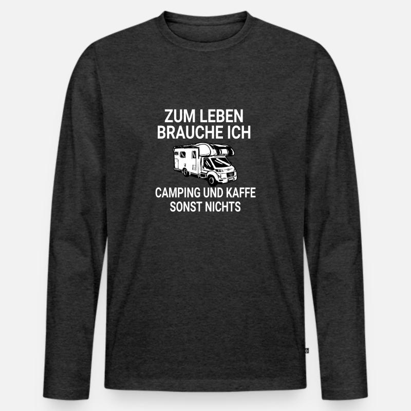 Lustiger Camper Camping Spruch - Männer Premium Bio Langarmshirt - Anthrazit meliert