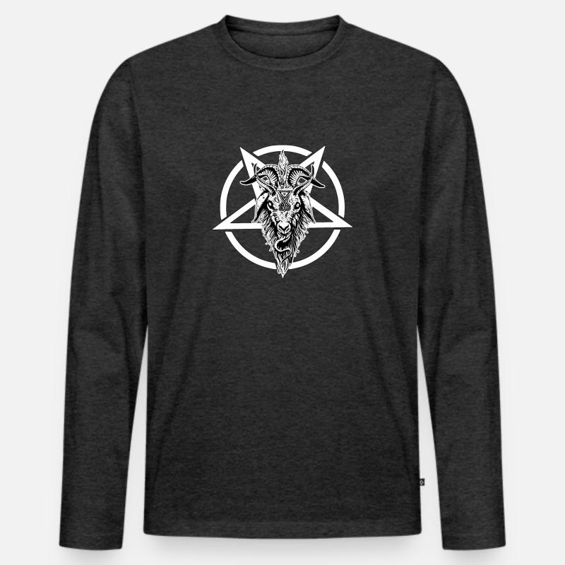 Satan Baphomet Devil Pentagram - Men's Premium Organic Long Sleeve Shirt - heather anthracite