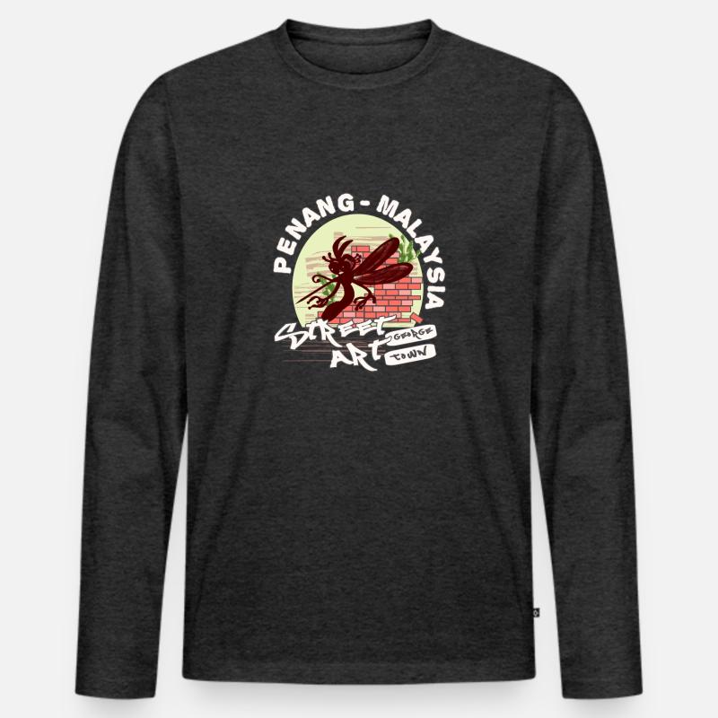Mücke Graffiti - Männer Premium Bio Langarmshirt - Anthrazit meliert