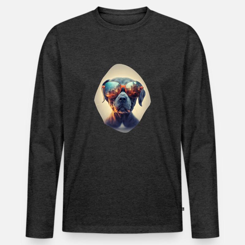 Cool Dog - Männer Premium Bio Langarmshirt - Anthrazit meliert