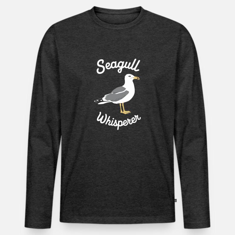 seagull whisperer - Männer Premium Bio Langarmshirt - Anthrazit meliert