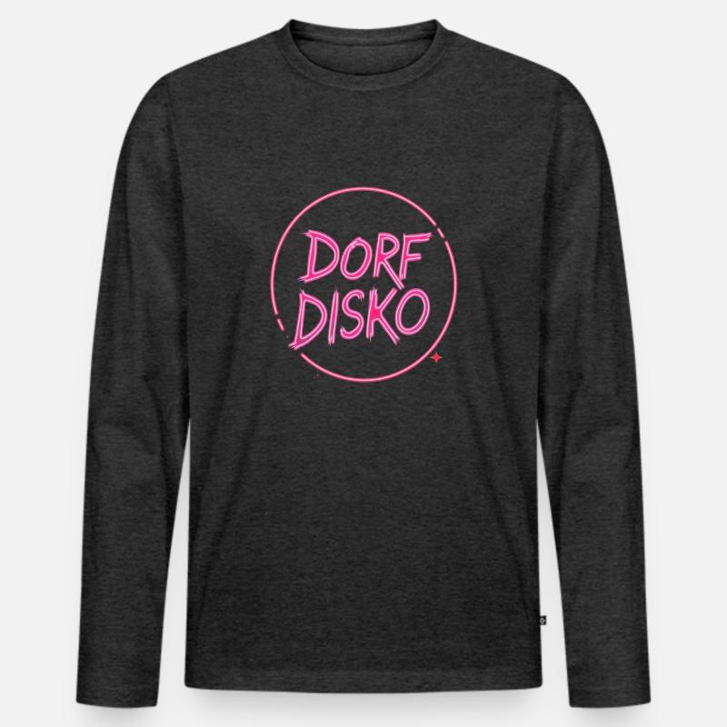 Dorf DISKO - Männer Premium Bio Langarmshirt - Anthrazit meliert