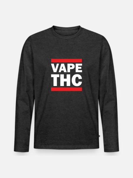 Vape THC White - Men's Premium Organic Long Sleeve Shirt - heather anthracite