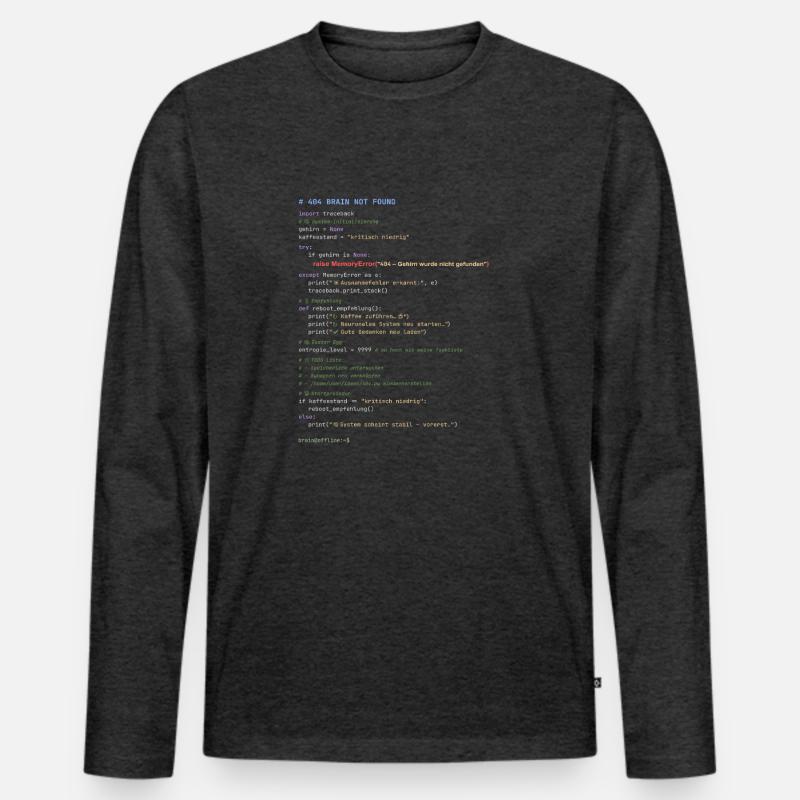 404 Cerveau introuvable Code Python T-shirt manches longues Premium bio Homme