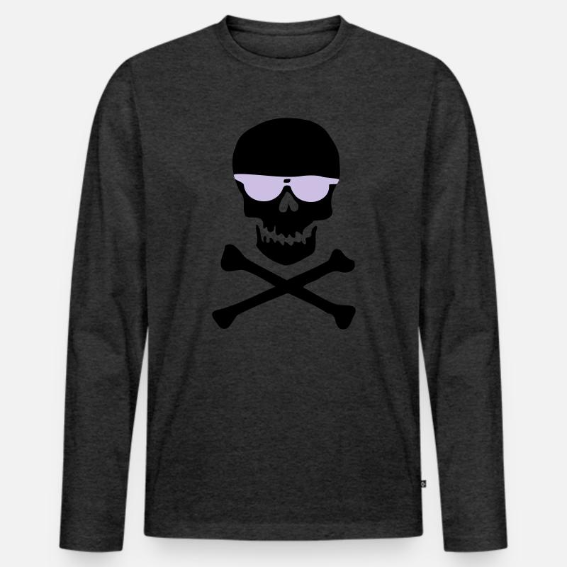 Violette Minimal Sonnenbrillen-Silhouette - Männer Premium Bio Langarmshirt - Anthrazit meliert