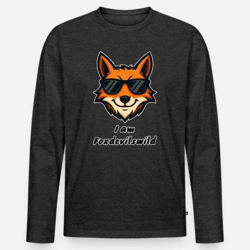 Foxdevilswild - I am Foxdevilswild - be cool - Männer Premium Bio Langarmshirt - Anthrazit meliert
