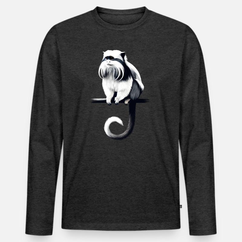 Kaiserschnurrbarttamarin - Männer Premium Bio Langarmshirt - Anthrazit meliert