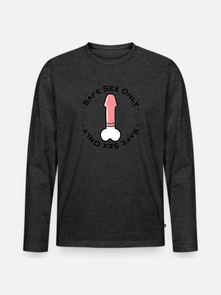 safe sex only - Men's Premium Organic Long Sleeve Shirt - heather anthracite