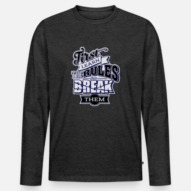 break the rules3 - Männer Premium Bio Langarmshirt - Anthrazit meliert