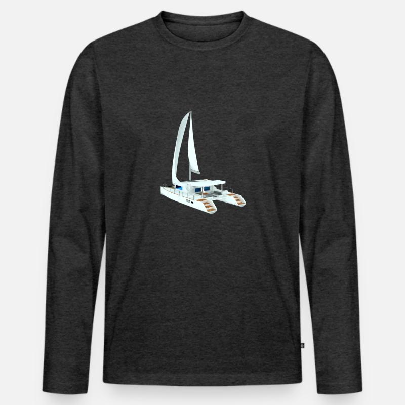 Lagoon 450 Back - Männer Premium Bio Langarmshirt - Anthrazit meliert