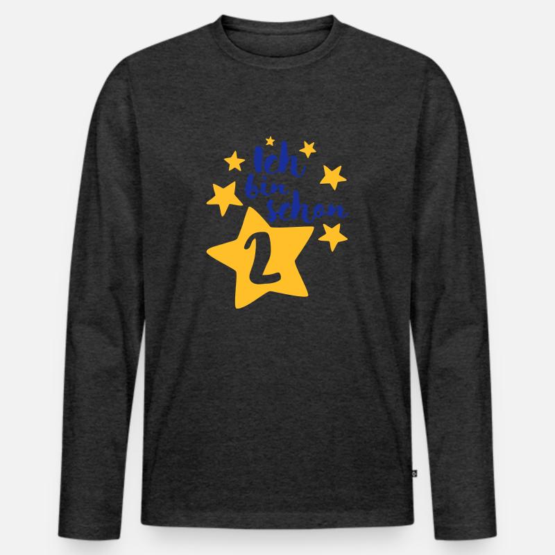 Ich bin schon Zwei! - Männer Premium Bio Langarmshirt - Anthrazit meliert
