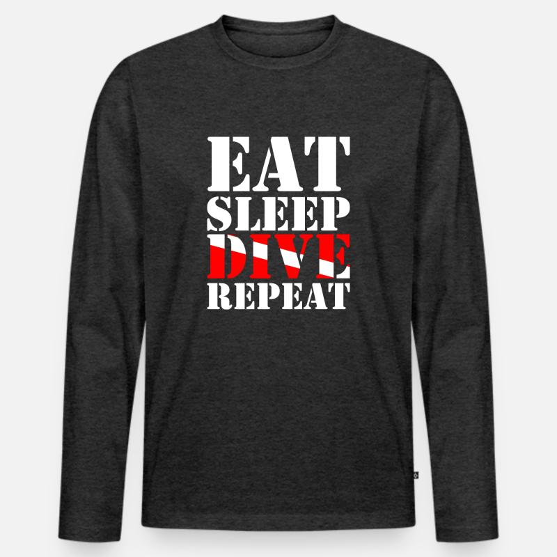 Eat Sleep Dive Repeat - Männer Premium Bio Langarmshirt - Anthrazit meliert