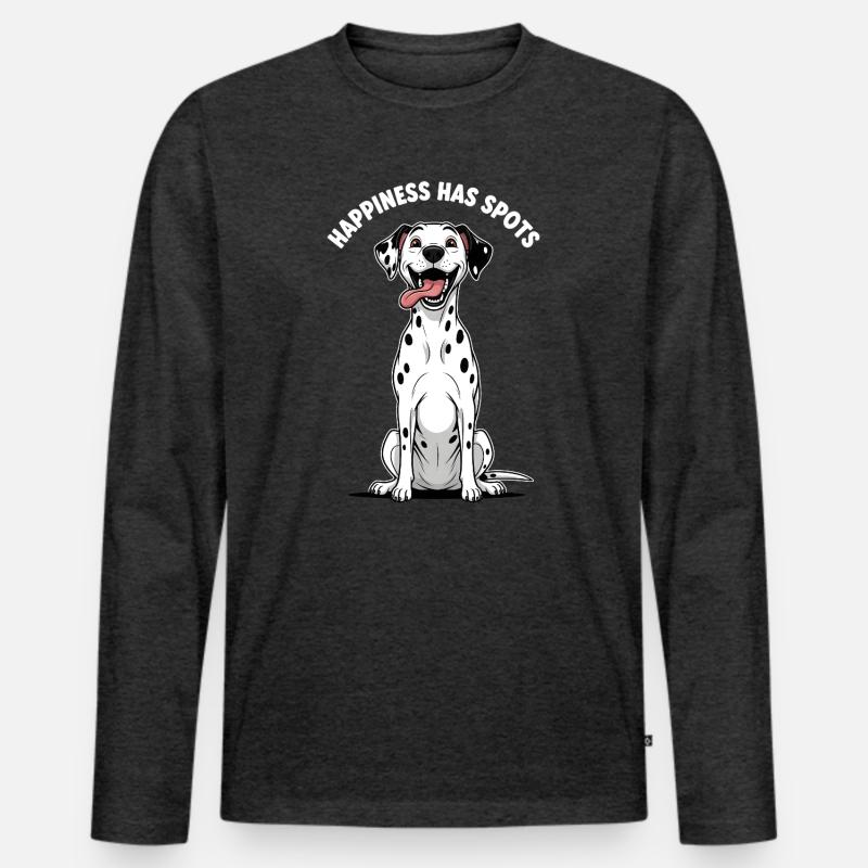 Happiness Has Spots Dalmatiner Design - Männer Premium Bio Langarmshirt - Anthrazit meliert
