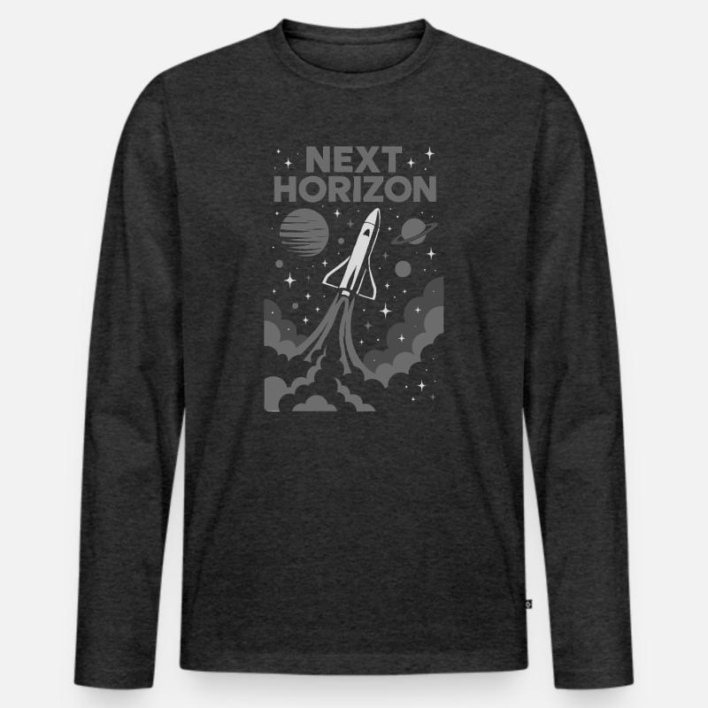 Nächste Horizon Rocket Expedition - Männer Premium Bio Langarmshirt - Anthrazit meliert