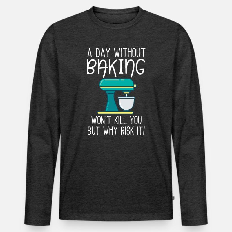 Ein Tag ohne Backen - Männer Premium Bio Langarmshirt - Anthrazit meliert