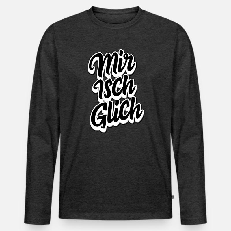Schweizerdeutsch Spruch - Mir isch glich - Männer Premium Bio Langarmshirt - Anthrazit meliert