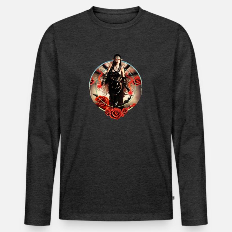 Die Macht der Dunklen Hexe - Männer Premium Bio Langarmshirt - Anthrazit meliert