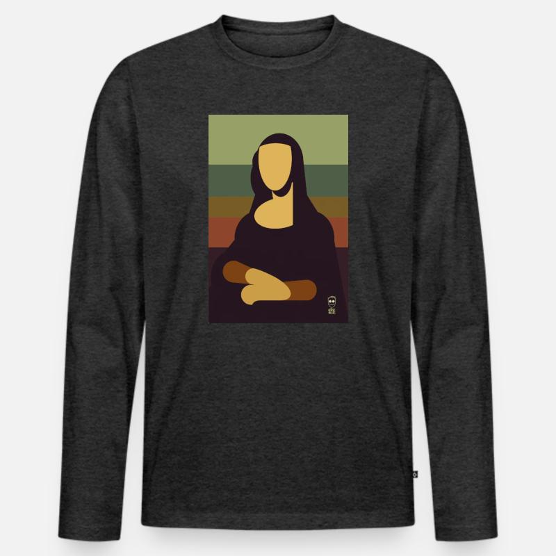 Mona Lisa - Männer Premium Bio Langarmshirt - Anthrazit meliert