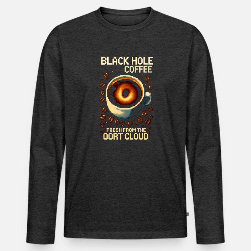 Black Hole Coffee Pixel Roast - Männer Premium Bio Langarmshirt - Anthrazit meliert
