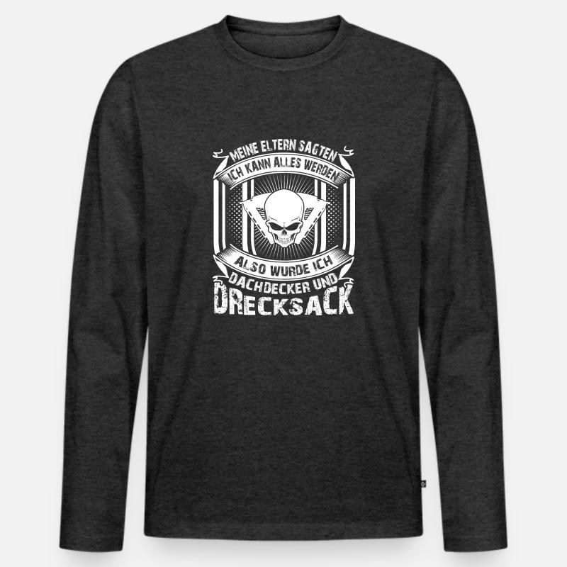 Dachdecker - Männer Premium Bio Langarmshirt - Anthrazit meliert