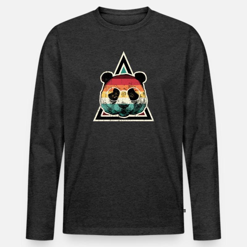 Regenbogenpanda-Prisma - Männer Premium Bio Langarmshirt - Anthrazit meliert