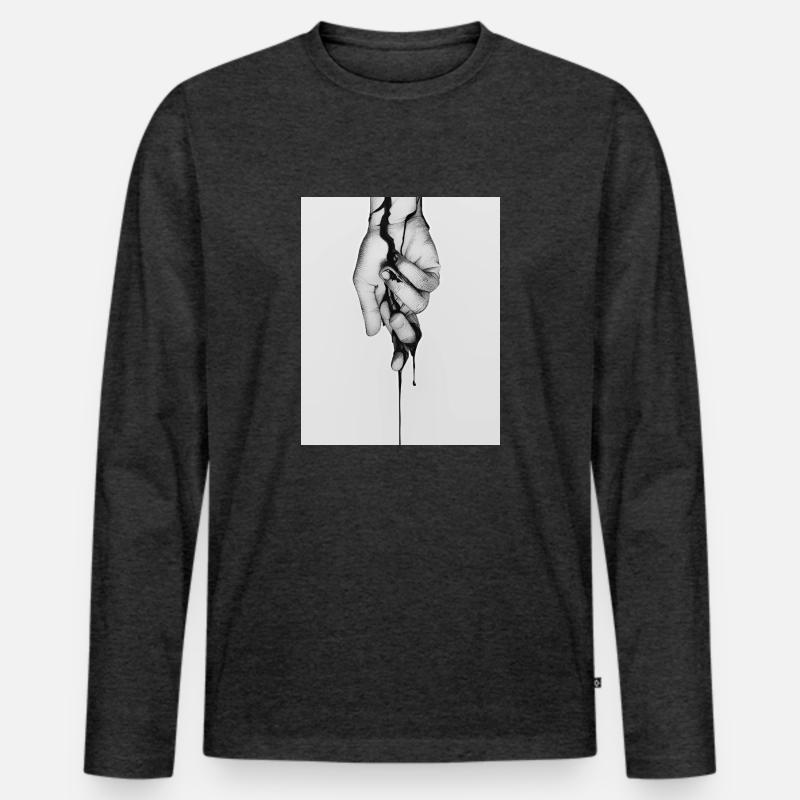 Die Hand des Lebens - Männer Premium Bio Langarmshirt - Anthrazit meliert