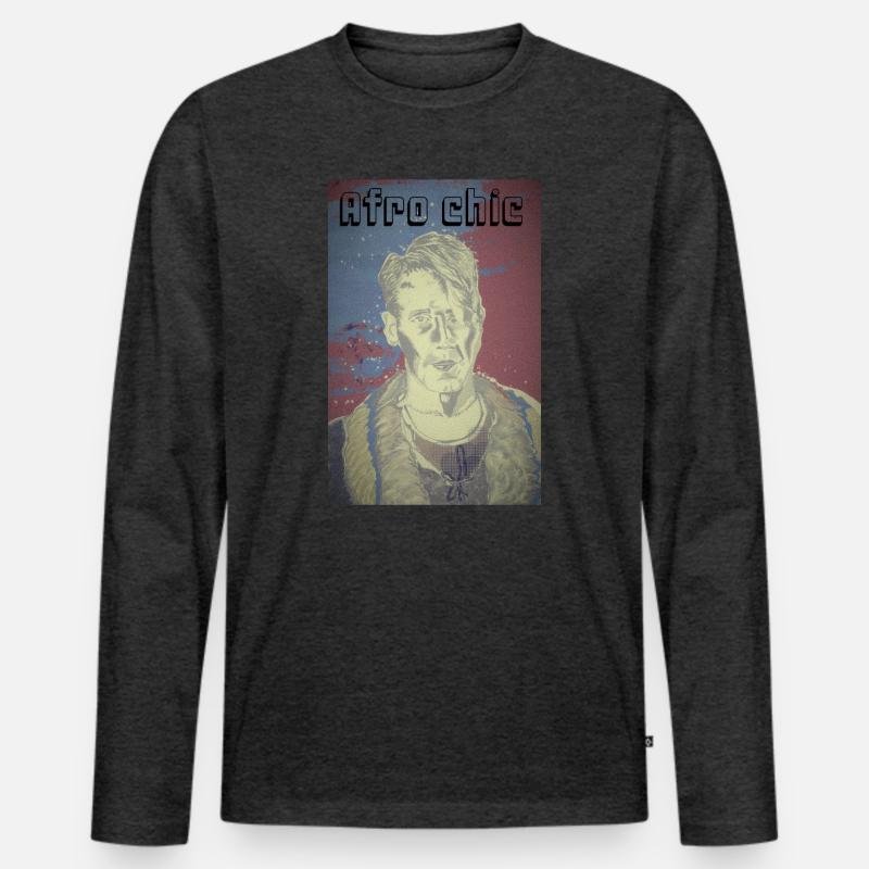 Afro-Chic - Männer Premium Bio Langarmshirt - Anthrazit meliert