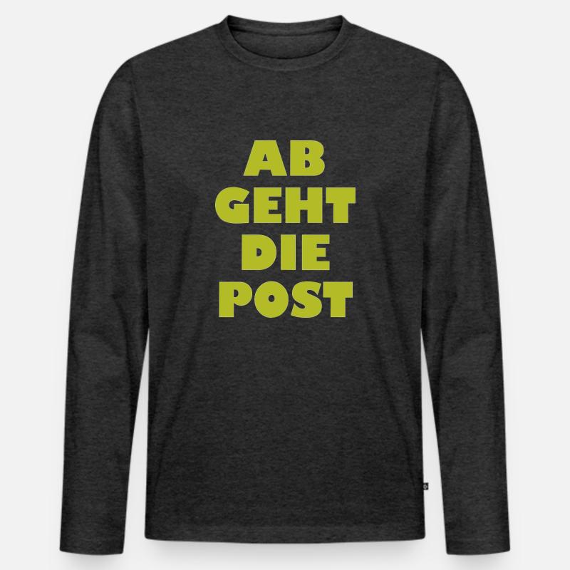 Ab geht die Post - Männer Premium Bio Langarmshirt - Anthrazit meliert