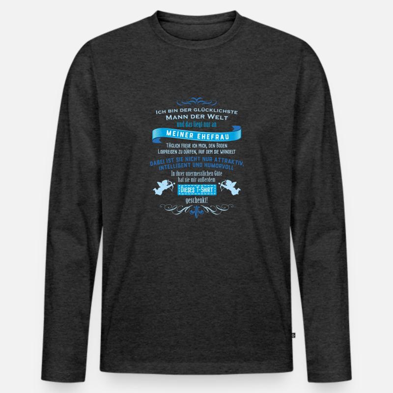 Der glücklichste Mann-01 - Männer Premium Bio Langarmshirt - Anthrazit meliert