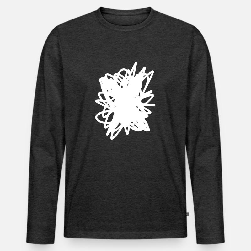 Scribble Fleck Gekritzel - Männer Premium Bio Langarmshirt - Anthrazit meliert