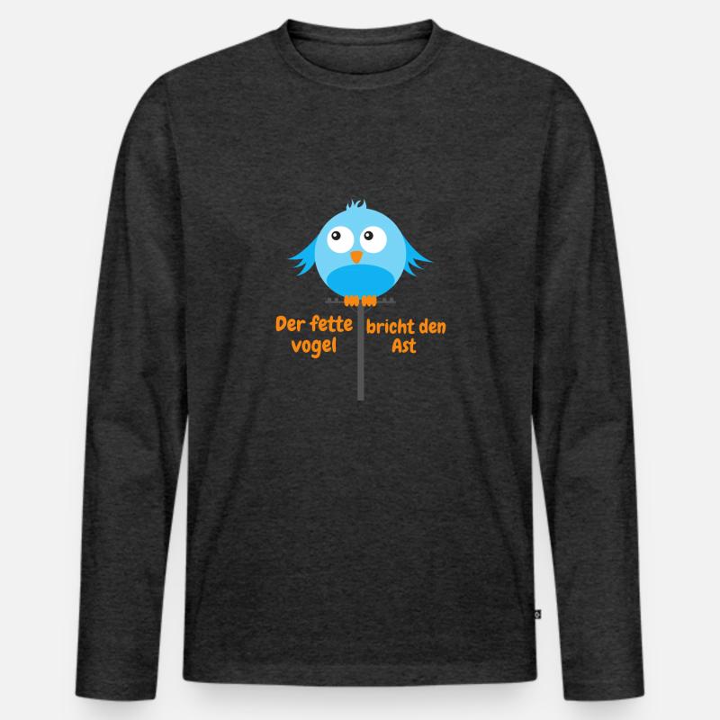 Dicker Vogel breiter Vogel Geschenkidee - Männer Premium Bio Langarmshirt - Anthrazit meliert