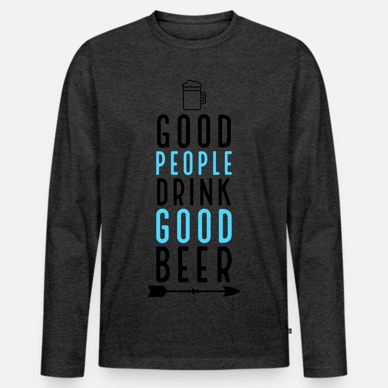 Bier - Männer Premium Bio Langarmshirt - Anthrazit meliert