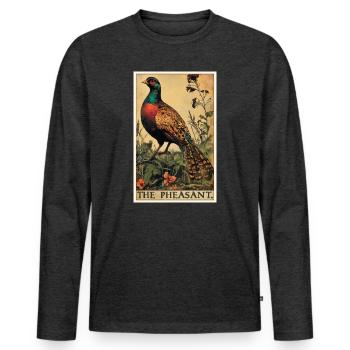Faisans Faisan - T-shirt manches longues Premium bio Homme - anthracite chiné - Devant - Nico (187cm)