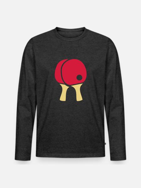 Tischtennisschläger - Männer Premium Bio Langarmshirt - Anthrazit meliert