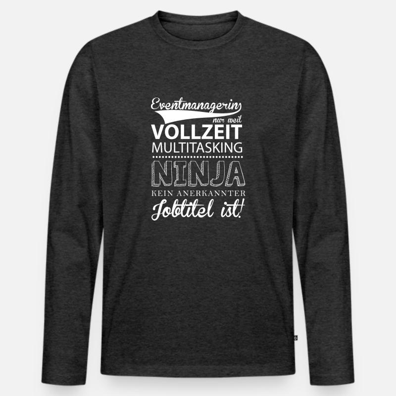 Ninja-Eventmanagerin - Männer Premium Bio Langarmshirt - Anthrazit meliert