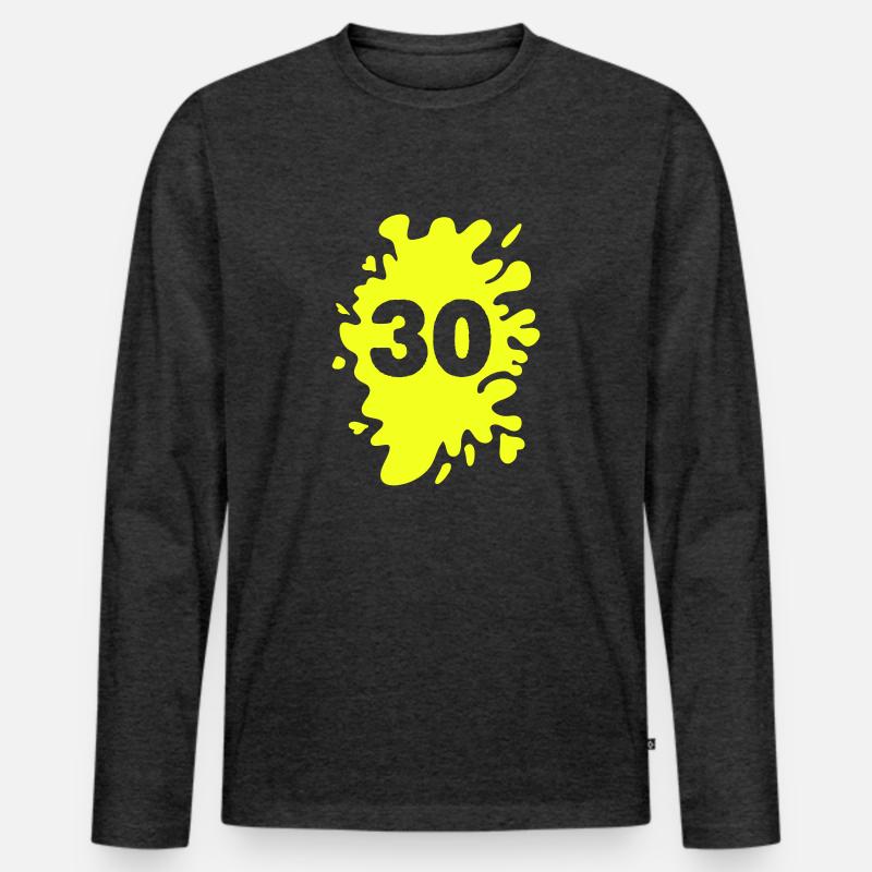 Klecks 30 - Männer Premium Bio Langarmshirt - Anthrazit meliert